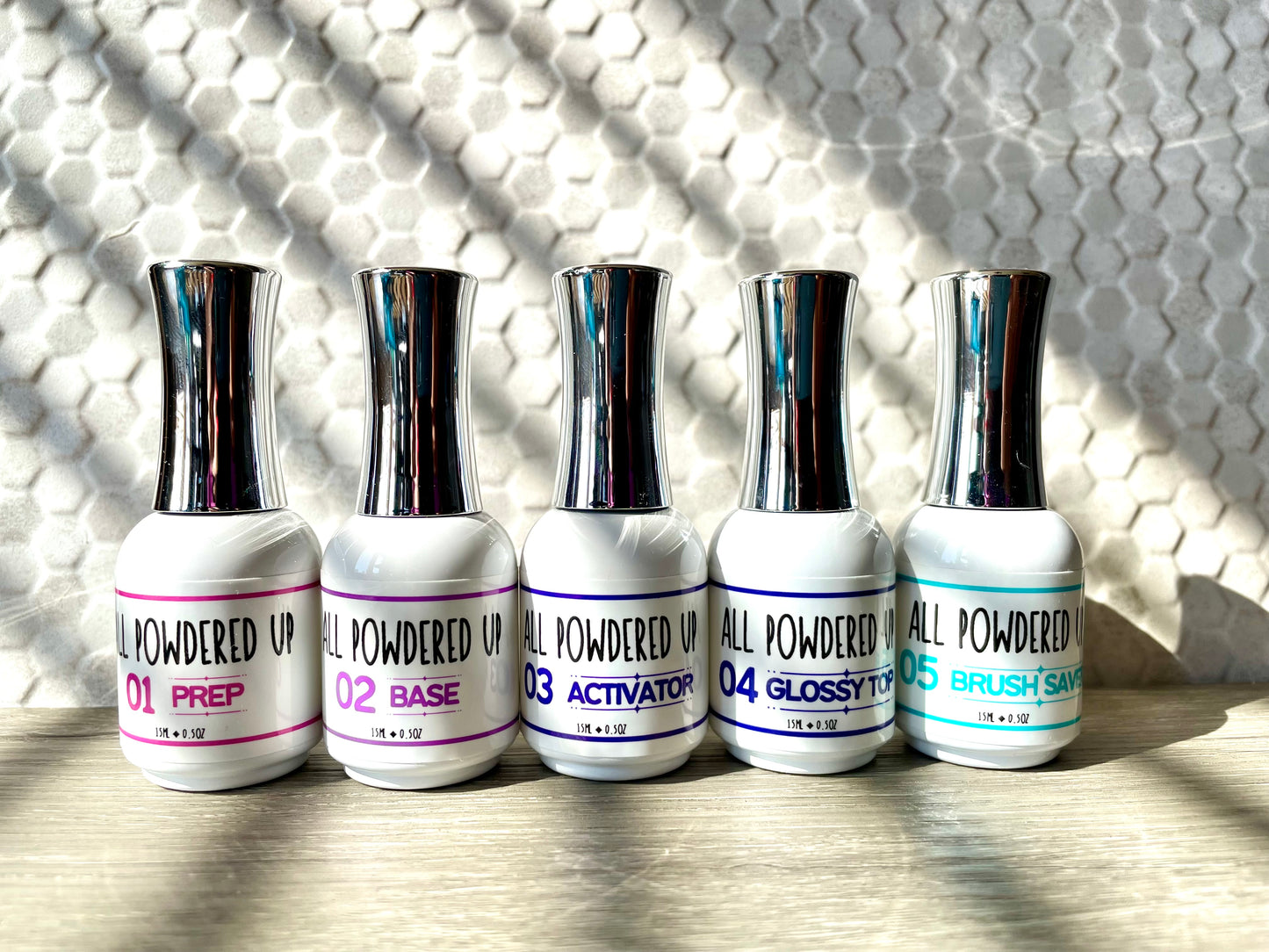 Dip Liquids SET (Prep, base, activator, glossy top coat and brush saver)